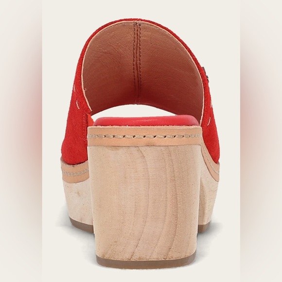 FRYE WOMEN Size 9 HAZEL 2 RED SUEDE CLOG STYLE SLIDE - Picture 3 of 5